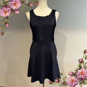 Navy blue scoop neck sleeveless a-line skater style dress